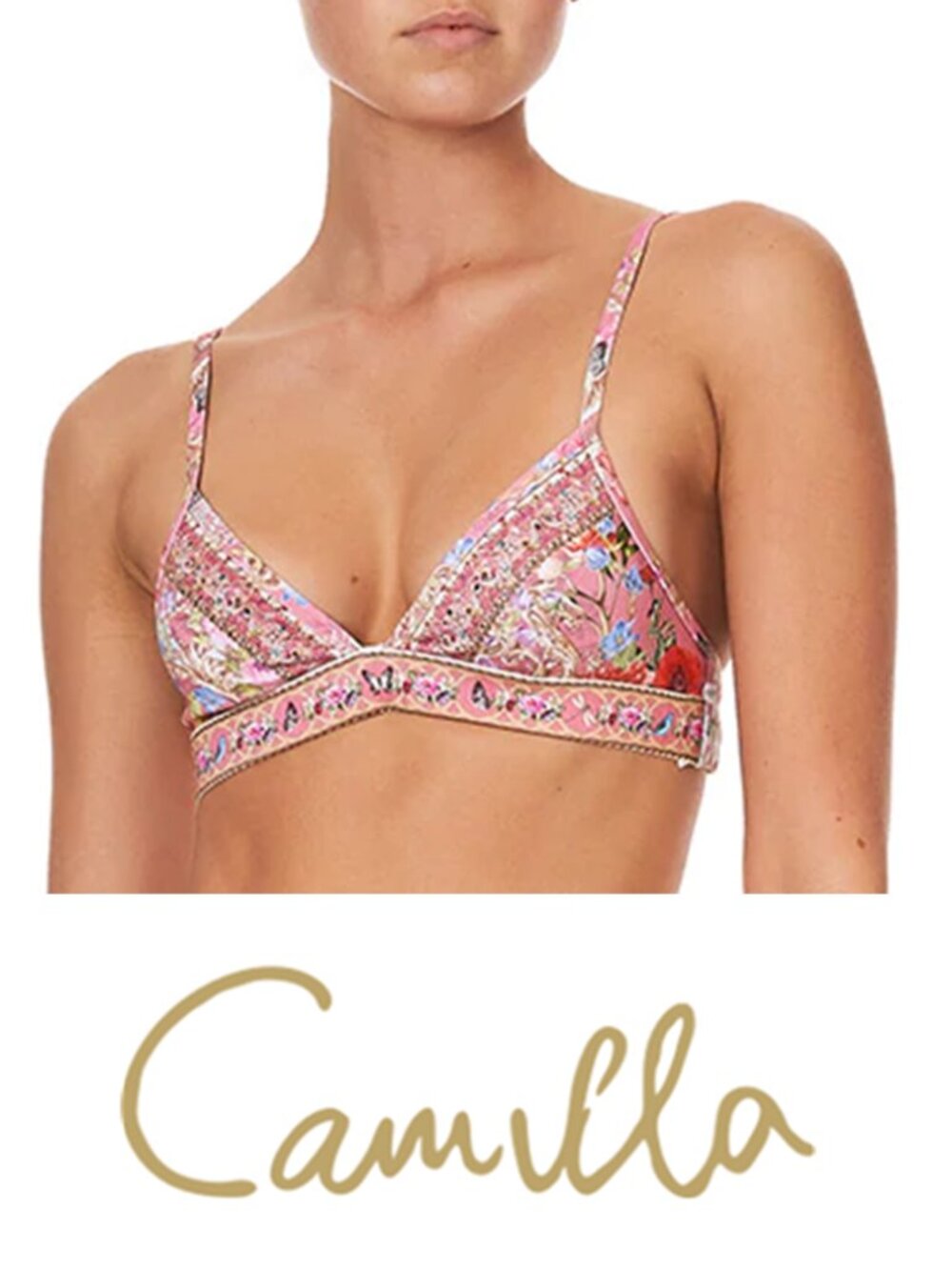 Camilla Patchwork Heart Soft Cup Bra Bralette Crop Top Size XS - Picture 13 of 13